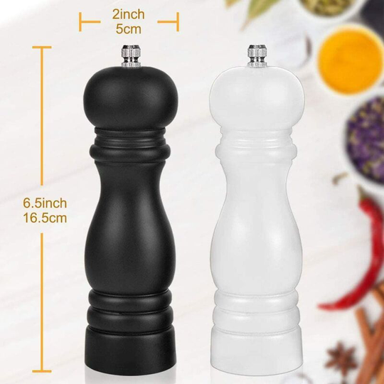 Pepper Mill, Set of 2 Wooden Salt and Pepper Mill, Manual Salt Mill with Adjustable Ceramic Grinder, Salt Pepper Grinder and Spice Mills for Sea