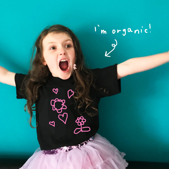 Organic Children's Drawing T Shirt - Design Your Own Shirt Draw Kids Artwork -Short Sleeved Personalised Tee