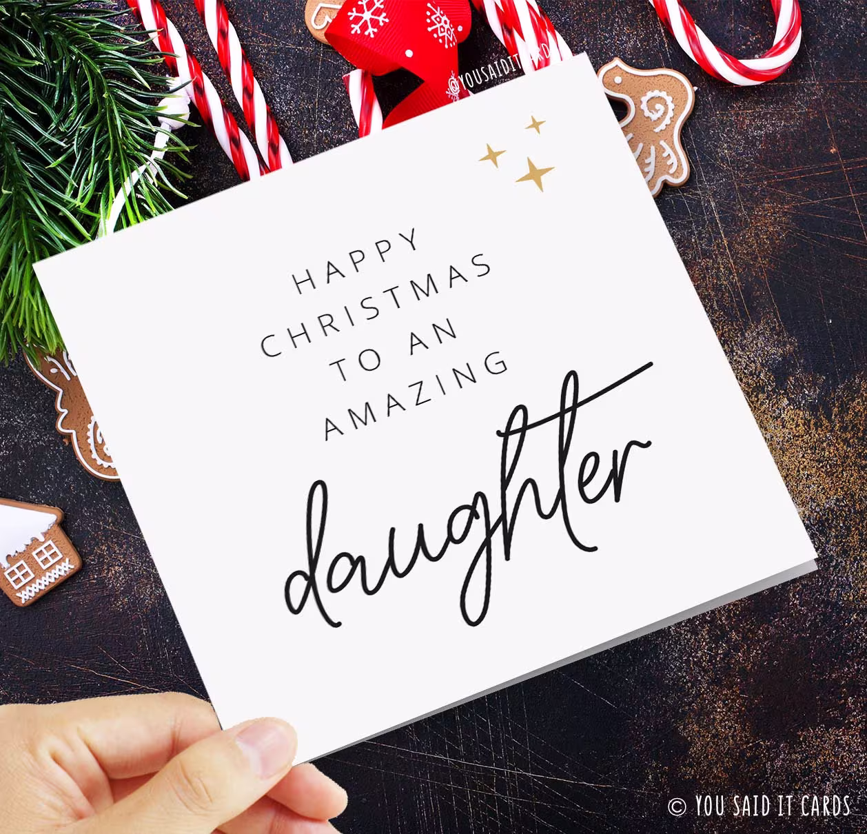 Happy Christmas To An Amazing Daughter - Card For Xmas Seasonal Cards Simple My Kids Festive