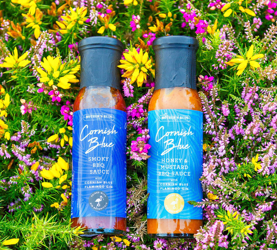 Three Cornish Blue Flamingo Bottle Preserves