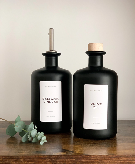 Pantry Labels Basic Oils & Vinegars - Printed Waterproof Matt Vinyl Custom
