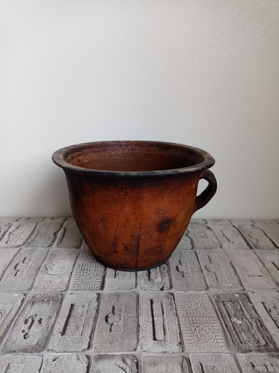 Vintage Red Clay Pot, Primitive Old Wabi Sabi Rustic Decor, Vase, Farmhouse Vase