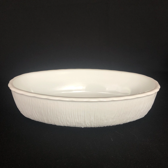 Rare - Vintage Low Profile Bark Textured White Opaque Milk Glass Planter Bowl Succulent Dish