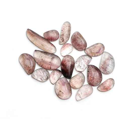 Natural Sagentic Quartz Smooth Organic Loose Gemstone, 9x12 Mm To 9x30 Mm, Super Seven, Jewelry, Gift For Women, Set Of 18 Pieces
