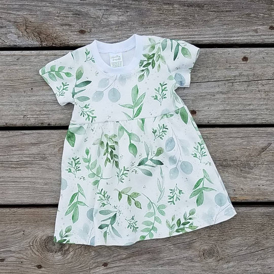 Eucalyptus Organic Baby Girl Dress - Special Occasion Girl's Cotton Toddler Handmade Autumn Shower Gift