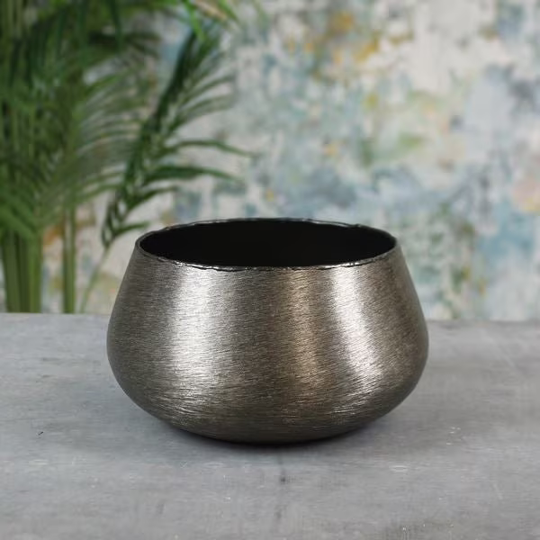 Hyde Park Brushed Black Pot Cover | Large Indoor Planter Vase - Fast & Free UK Delivery