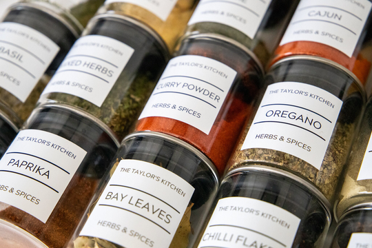 Set Of 12 Spice Jars With Spice Jar Label Pantry Organisation Eco Storage Jars Cupboard Tidy Personalised Clean Living