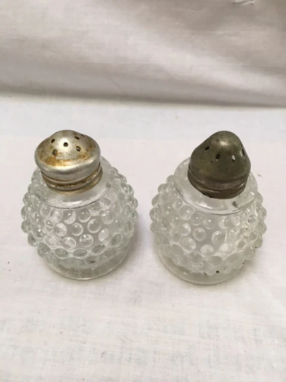 Antique Hobnail Glass Salt & Pepper Shakers | Group Of 2