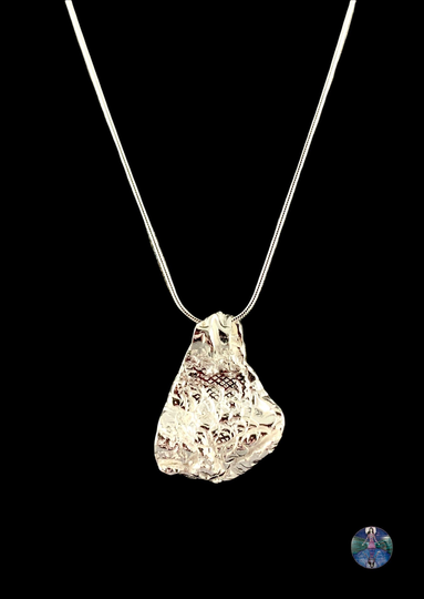 Pure Silver Organic Foldover Pendant On Sterling Chain