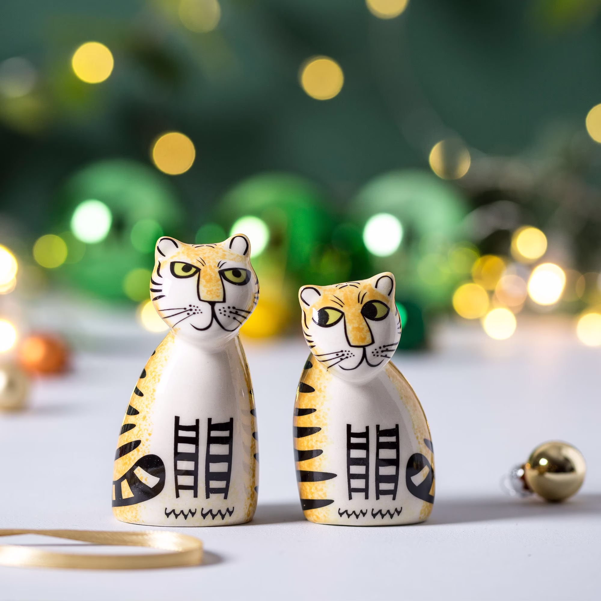 Tiger Salt & Pepper Shakers, Handmade Ceramic Salt Peppers, Designed in The UK By Hannah Turner. Pottery Cruet Set