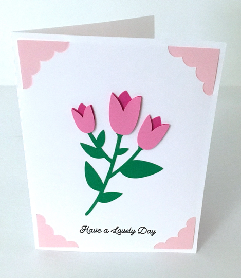 Lovely Day Flower Card , 3D Pop Dots Garden Plant Life Pink Celebration Friend Family Special