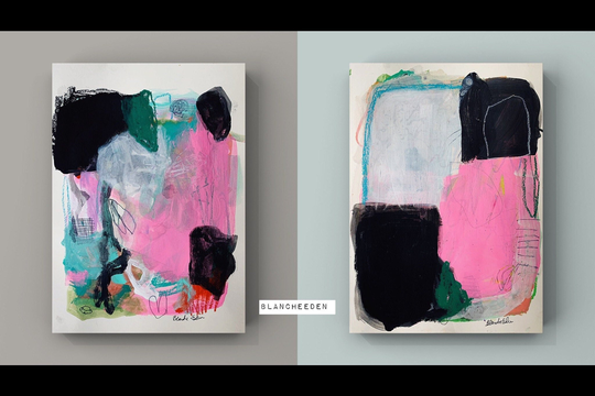 Pink Salt Set Of 2 Original Abstract Paper Work