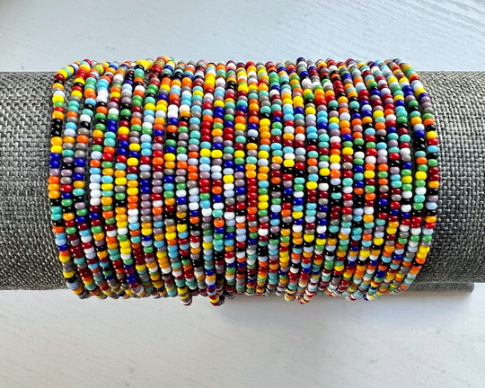 Single Strand Seed Bead Stretch Bracelet - Beaded Friendship Bracelet-Multi Color Mix
