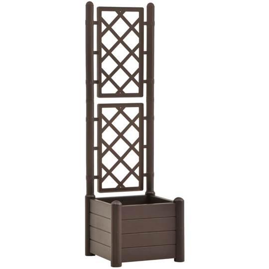 Garden Planter with Trellis 43x43x142 cm pp Mocha Vidaxl Anthracite