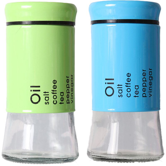 Fvbjd - Kitchen glass seasoning bottle barbecue pepper powder sprinkler bottle floor stall salt monosodium green + blue