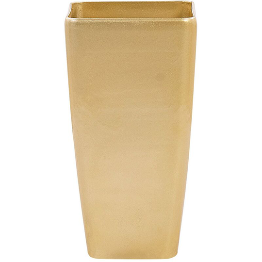 Modern Tall Flower Pot Outdoor Indoor Planter Stone 30x30x57 cm Gold Modi - Gold