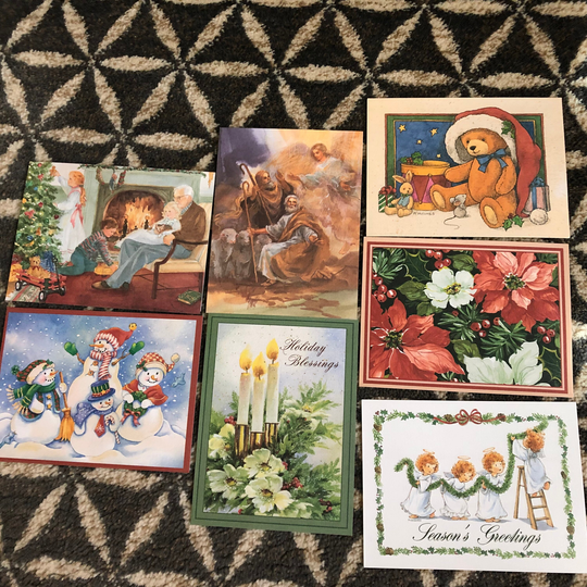 Vintage 2000's Christmas Cards Lot - Set Of 7 Unused No Envelopes Holidays Crafts Scrapbooking