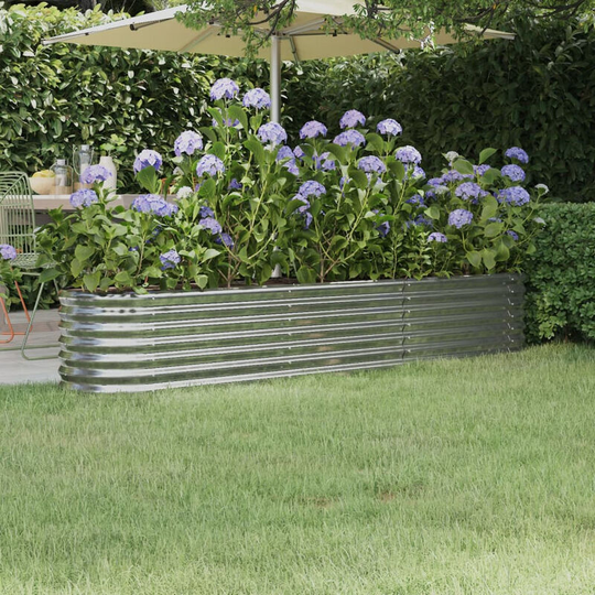 Asupermall - Garden Planter Powder-coated Steel 224x40x36 cm Silver