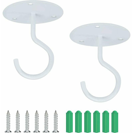 Ceiling Hook Screw Mount Top Wall Hook for Hanging Light, Garden Plant Basket, Planters, Bird Feeders, Lanterns, Wind Chimes, Mosquito Net 2pcs