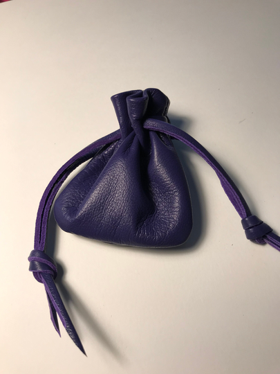 Leather Drawstring Pouch Bag - Coin Jewelry Purple