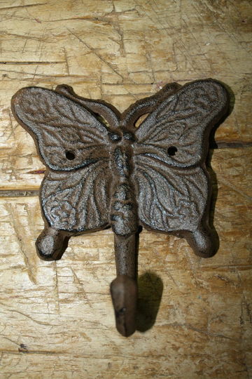 3 Cast Iron Antique Style Butterfly Coat Hooks Hat Hook Rack Towel Garden Plant