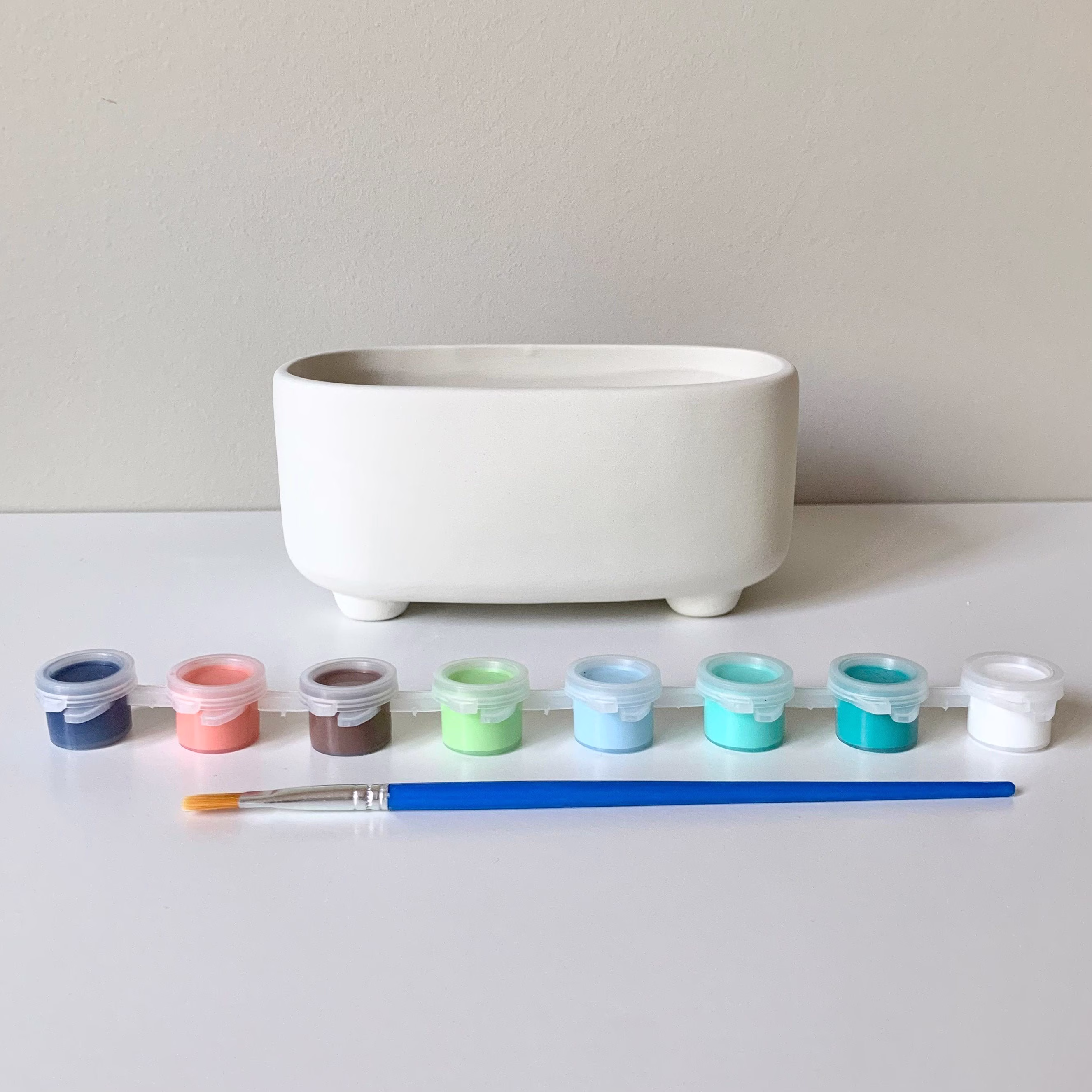 Diy Pottery Painting Kit, Succulent Planter, Ready-To-Paint Ceramic, Modern Planter At Home Pottery Chunky
