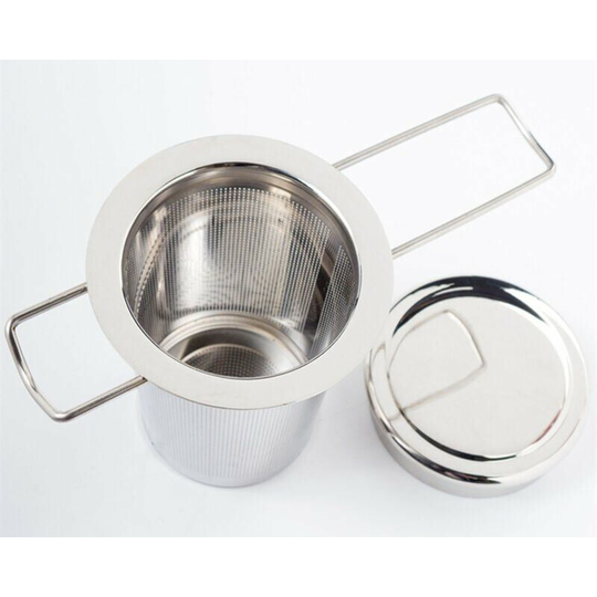 The Stainless Steel Tea Strainer, a Collapsible Tea Strainer With Double Handle And Lid, Can Hang On Teapots And Cups