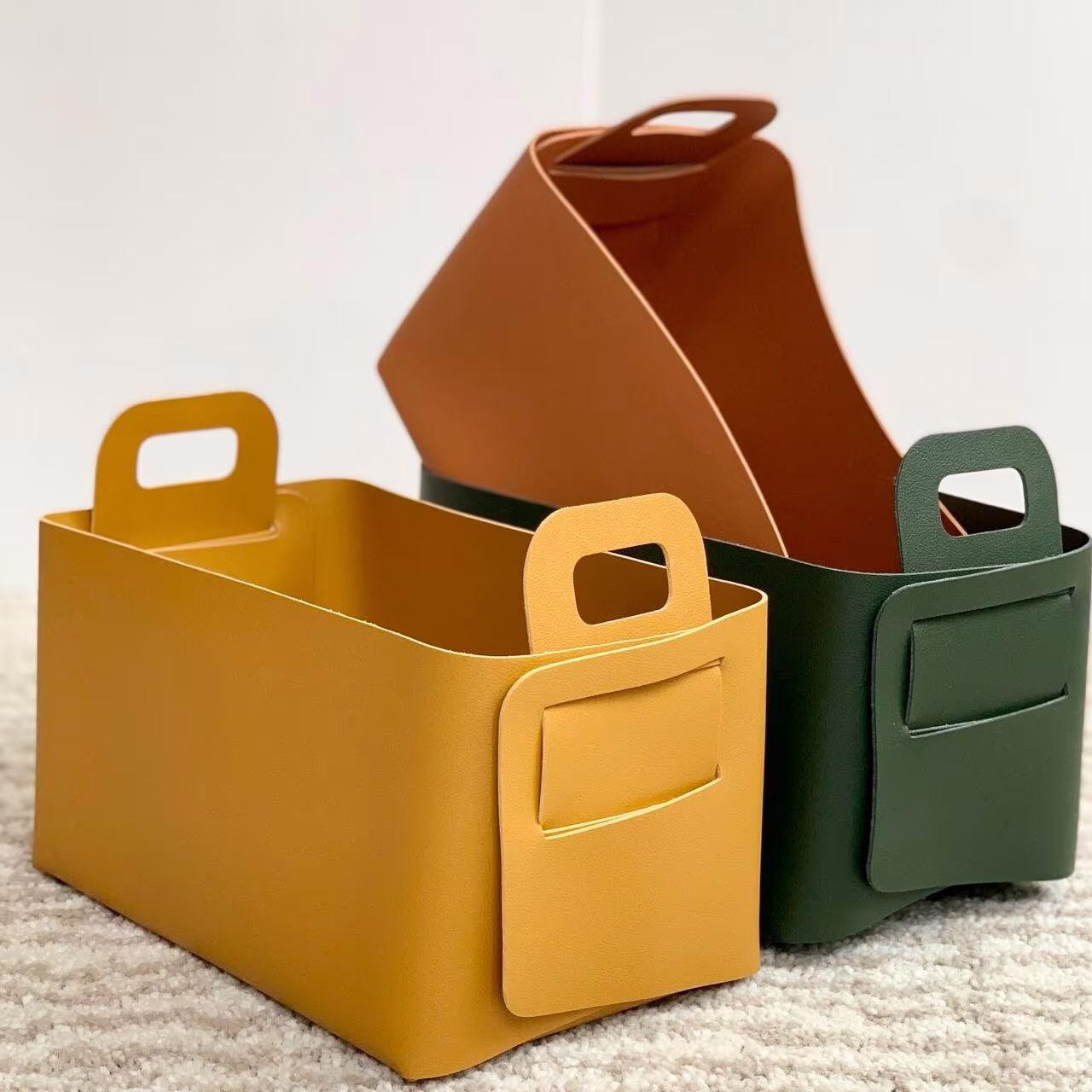 Faux Leather Storage Basket, Pu Bin, Makeup Organizer