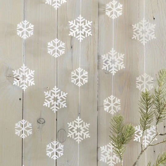 White Snowflake Garland Happy New Year, Christmas Decorations, Hanging Decor, Hen Party Wedding Gifts Home Festive Season