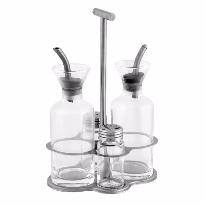 Anti Drip Olive Oil Vinegar Salt & Pepper Dispenser Set Crystal