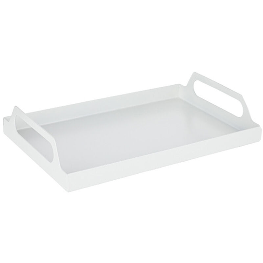 Bathroom Storage Tray Metal Tray Organizer with Handles white