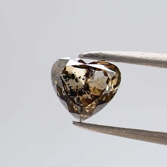 0.83 Ct Natural Salt & Pepper Diamond Heart Shape Brown Color For Engagement Ring