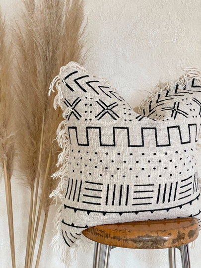 Organic Cotton Cushion Cover With Fringe - Natraj