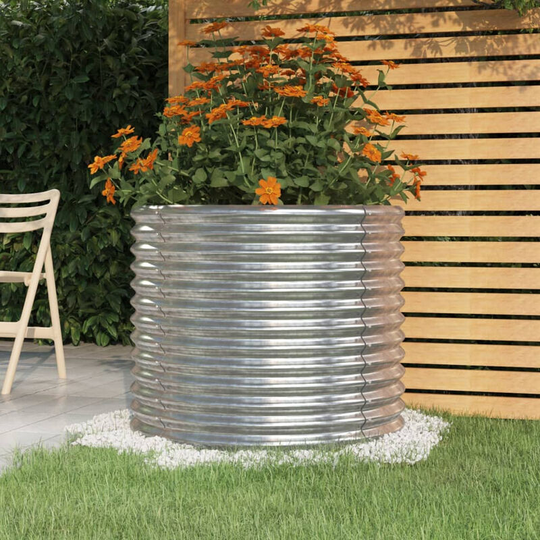 Asupermall - Garden Planter Powder-coated Steel 80x80x68 cm Silver