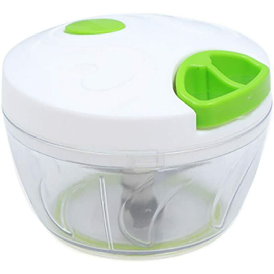 1 Piece Hand Chopper, Manual Vegetable Chopper Manual Chopper for Vegetables, Meat, Herbs, Garlic, Salads Stainless Steel Blades (White)