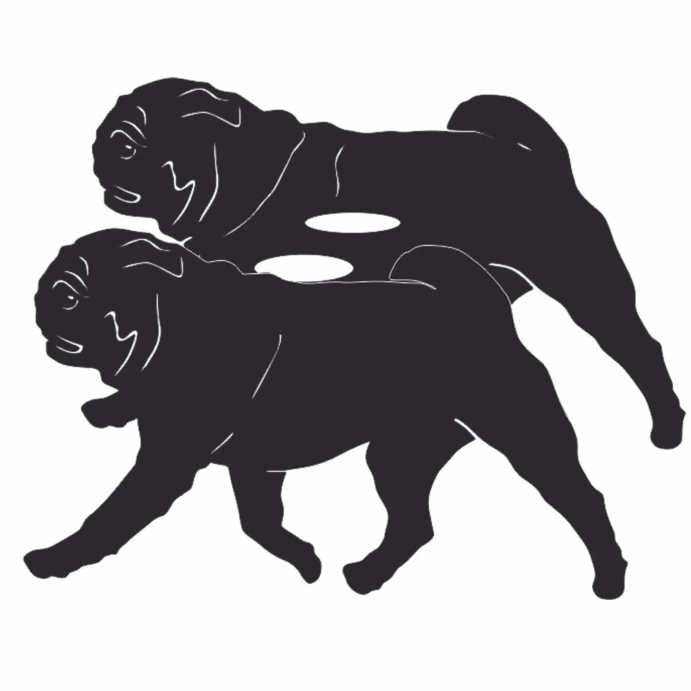 Pug Garden Planter - Metal Outdoor Black Ornament