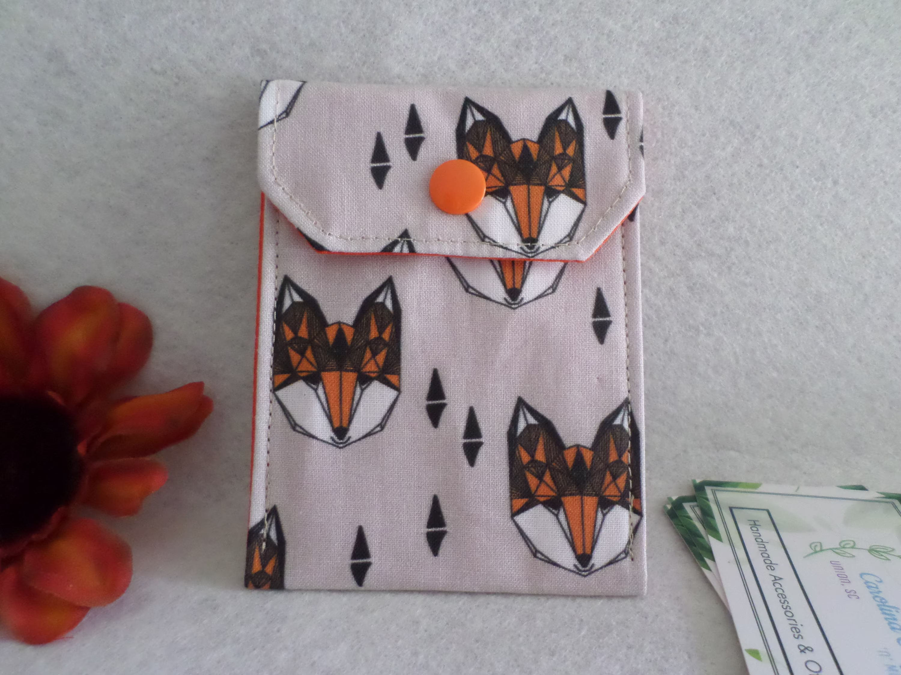 Foxes - Multi-Purpose Fabric Mini Pouch Birth Control Case, Business Card Holder, Tea Bag Holder Ready To Ship Free Standard Us Shipping