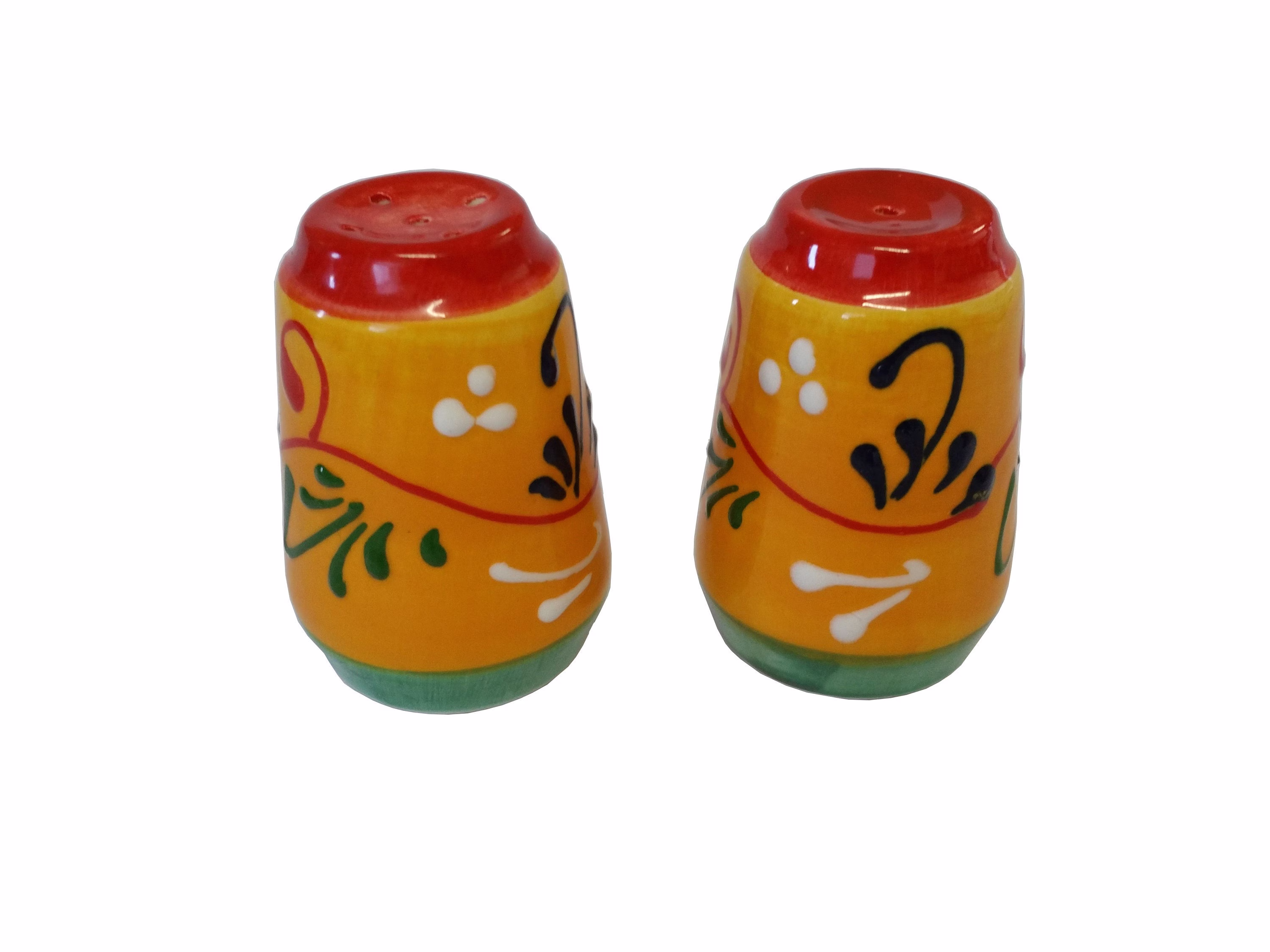 Spanish Salt & Pepper Pots 7 cm X 5 Traditional Handmade Ceramic Pottery