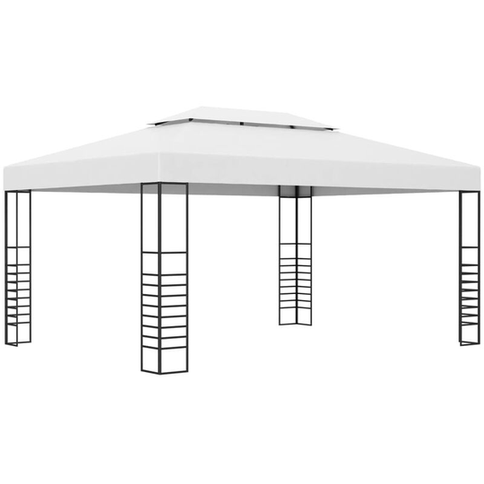 Topdeal Garden Gazebo Powder-Coated Steel 4x3x2.7 m White FF47956_UK