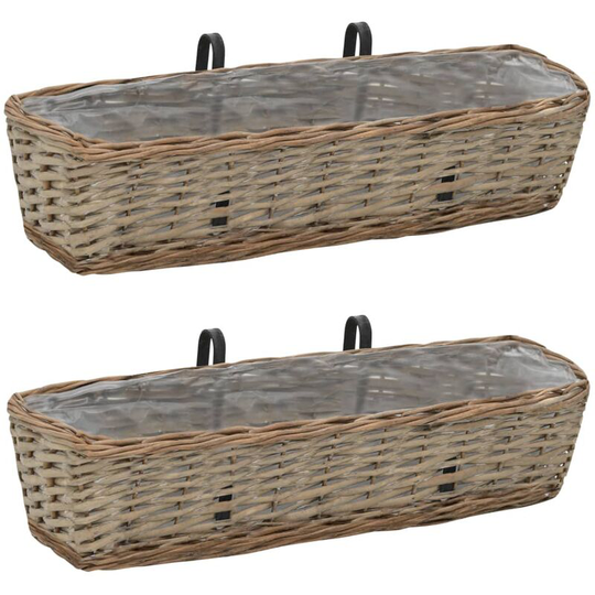 Topdeal - Balcony Planter 2 pcs Wicker with pe Lining 60 cm VDTD12750