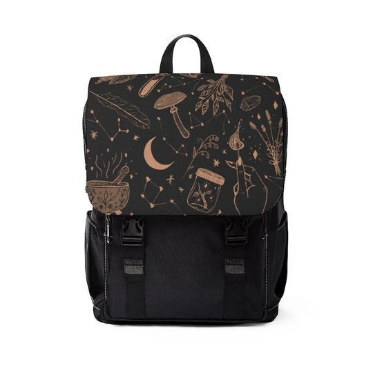 Herbology Illustrated Herbs Celestial Witchy Patterned Unisex Casual Shoulder Backpack
