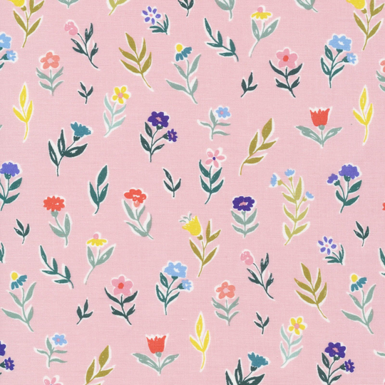 Daisy On Pink - Perennial, Cassidy Demkov, Organic Cotton, Cloud9 Fabrics Fat Quarters 100% Organic Cotton Quilting Dressmaking UK Shop