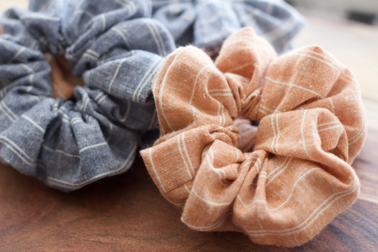 Fabric Srunchies ~ Eco-Friendly Organic Cotton Blue Rust