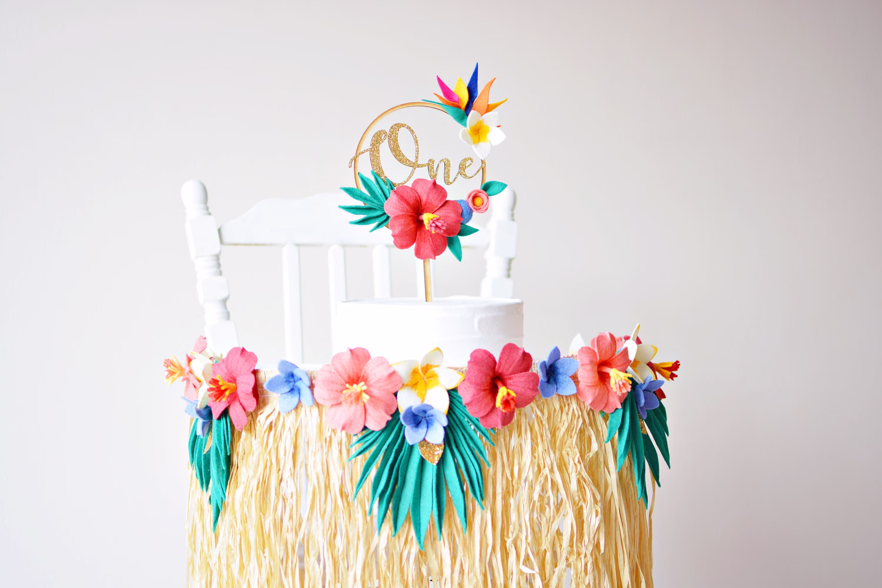 Moana Birthday Banner, Hawaiian Luau First Party Décor, High Chair Garland Banner Cake Topper