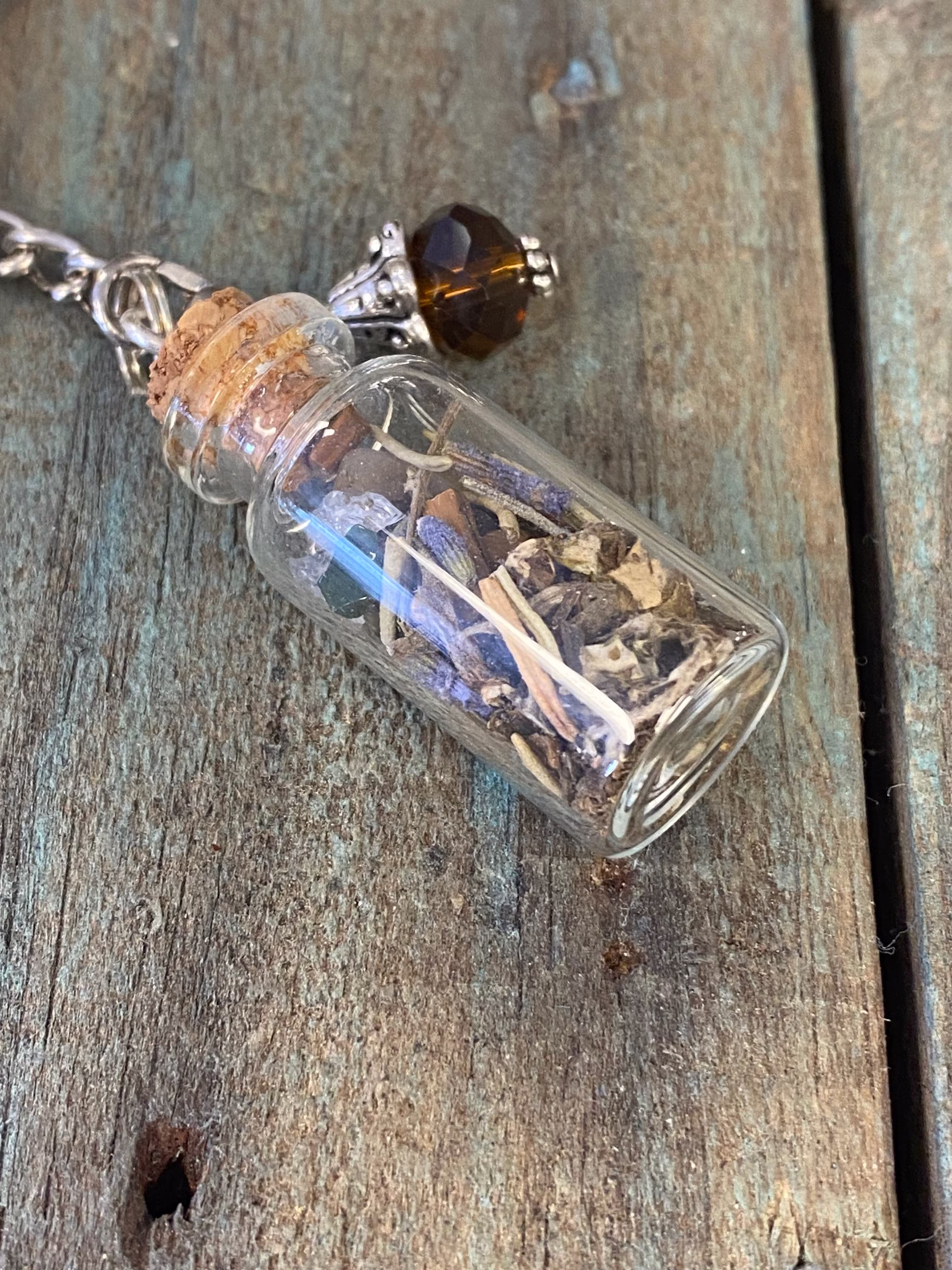 Self Love Spell Jar Herb & Crystal Intention Necklace