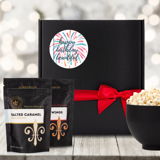 Birthday Gift Box For Beautiful - Gluten-Free Popcorn Seasonings & Kernels, Wife Birthday Gift, Girlfriend Gift Partner