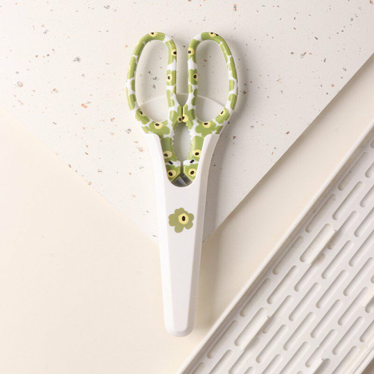 Perle Rare - Kitchen Scissors with Plastic Protective Cover, Manufactured Kitchen Shears, Ultra Sharp Food Scissors for Meat, Green