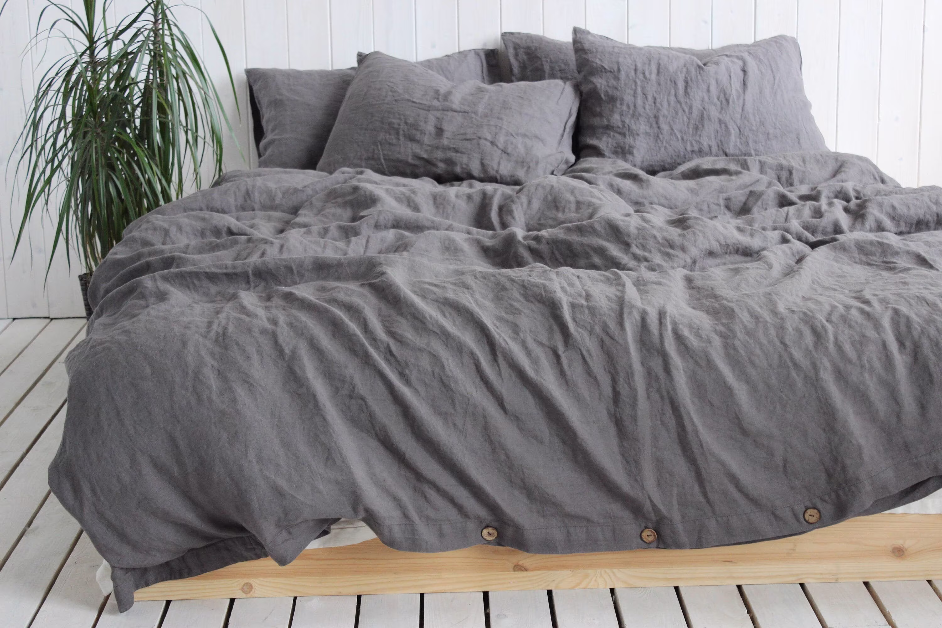 Linen Duver Cover Soft Organic Washed Linen Comforter Quilt Cover & 2 Pillowcases Comforter Queen Twin Full King Calking Double 100% Flax