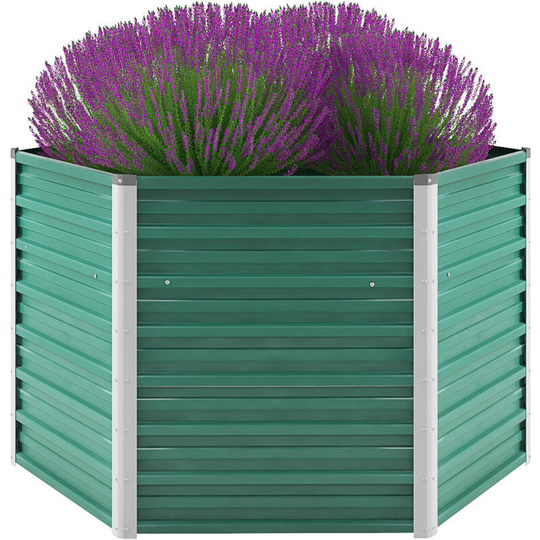 Topdeal - Garden Planter Galvanised Steel 129x129x77 cm Green VDTD29037