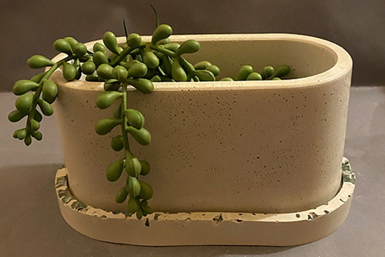 Hide Away - Concrete Oval Planter Or Versatile Catch-All Canister & Tray